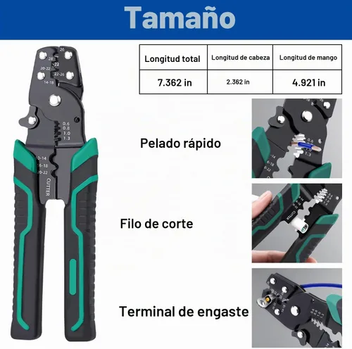 Vista 6 de Tnisesm Herramienta de prensado de cables, alicates de crimpado multifuncionales, pelacables y herramienta de engaste para conectores aislados
