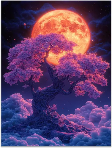 Vista 11 de VOCBAN Modern Artwork Colourful Tree Of Life Wall Art Canvas Picture Print Painting Botanical Artwork for Bathroom Living Room Bedroom(blue blue 80