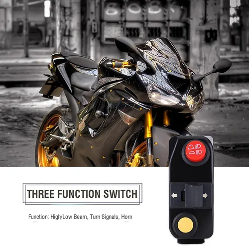 Vista 5 de Interruptor de manillar de motocicleta, interruptor de control de haz alto y bajo con cable para motocicleta, bicicleta eléctrica