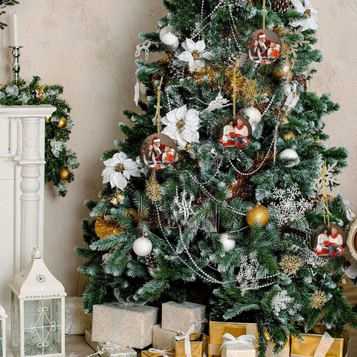 Vista 7 de Adornos de Navidad personalizados con foto, adorno de Navidad personalizado, decoración única para colgar del árbol de Navidad para baby shower, A1