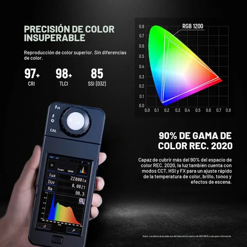 Vista 2 de NEEWER Paquete de 2 luces LED de video RGB1200 con control de aplicación/2.4G, kit de iluminación clave con soportes de trípode y bolsa