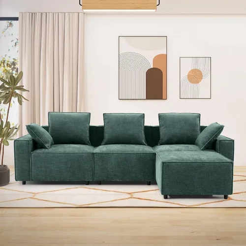 Vista 13 de WILLOVE Juego de sofá modular modular, sofá nube de felpilla con reposabrazos anchos y 8 almohadas, sofás de asiento profundo para sala de estar, 4