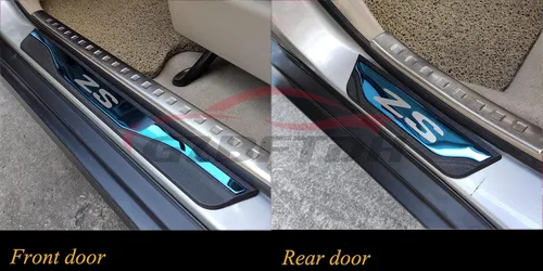 Vista 3 de Auto Parts - Protector de umbral de puerta, para MG ZS, accesorios para automóvil, acero con placa de protección de entrada de plástico (azul)