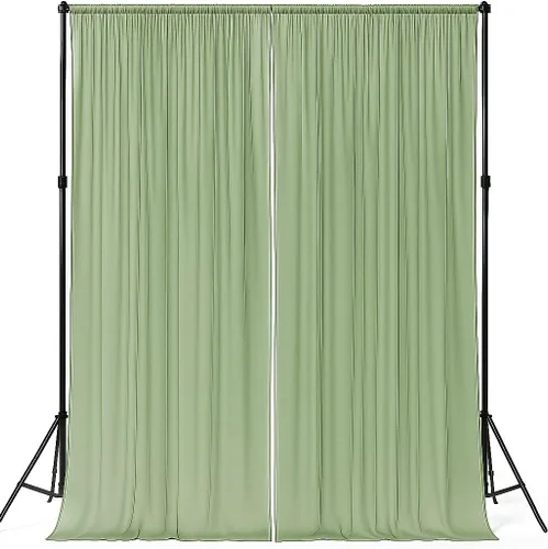Vista 7 de AK-Trading - Paneles de cortinas de gasa para eventos de boda y decoración, cortinas de telón de fondo (115 x 120 pulgadas, negro)