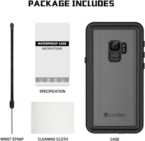 Vista 8 de Lanhiem Funda para teléfono Samsung Galaxy S9, IP68 impermeable a prueba de polvo con protector de pantalla incorporado, carcasa protectora a prueba