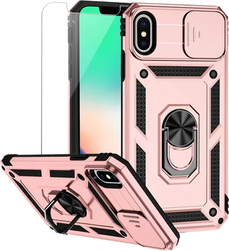 Vista 15 de Funda para iPhone Xs Max con cubierta para lente de cámara, protector de pantalla HD, doble capa de protección contra caídas de grado militar