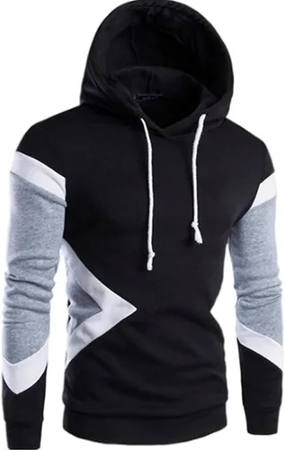 Vista 2 de LQHHYLYX Sudadera con capucha para hombre, diseño de panel multicolor, de forro polar, manga larga, para deportes