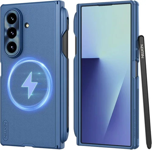 Vista 9 de Nillkin Funda para Samsung Galaxy Z Fold 7 con soporte para S Pen (compatible con MagSafe), protección de bisagra, protector de pantalla HD, textura