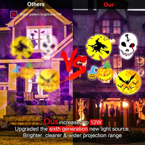Vista 5 de Luces de proyector de Halloween para exteriores, luces de proyector de Navidad con copo LED Holiday Projector Lights Waterproof with Remote