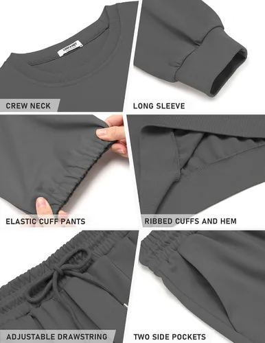 Vista 30 de COOFANDY Conjunto deportivo de 2 piezas para hombre, sudadera de manga larga, sin botones, para deportes, casual, fitness, trotar
