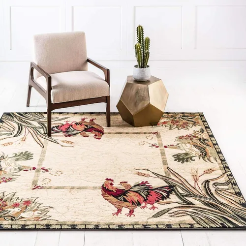 Vista 27 de Unique Loom Barnyard Collection - Alfombra de área de granja (2 pies x 3 pies 1 pulgada, rectangular, crema/negro)