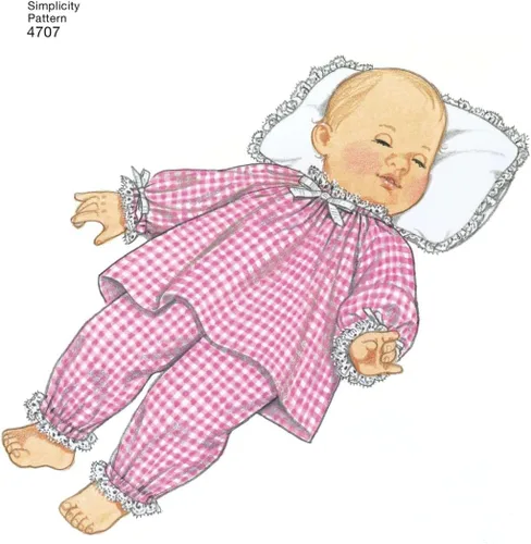 Vista 4 de Simplicity 4707 - Patrones de costura vintage para muñecas de bebé para niñas por Teri, A (S-L)
