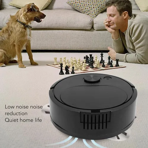 Vista 7 de Robot aspirador y trapeador, recomendaciones de limpieza personalizadas, robot aspirador bueno para pelo de mascotas, alfombras, suelos duros (negro)