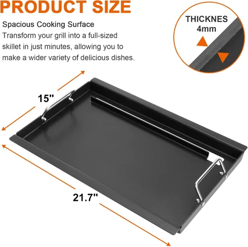 Vista 2 de Insertos de plancha de tamaño completo para Weber Old Spirit 200 Series E/S 200 y 210, panel de control lateral, plancha superior plana para Weber