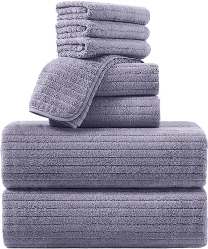 Vista 33 de Mistyrose Toalla de diseño acanalado (verde, toallas de baño de 4 piezas)