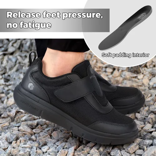 Vista 6 de FitVille Zapatos para diabéticos para hombre, extra anchos, pies hinchados, zapatos para caminar neuropatía, para aliviar el dolor de diabéticos