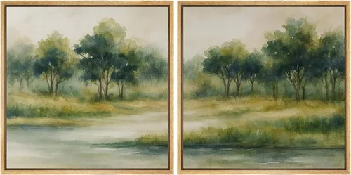 Vista 104 de SIGNFORD Impresión en Lienzo Enmarcado Arte de Pared Art Nouveau Lago de Cisnes Elegantes Ilustraciones de Aves Acuáticas Moderno Boho Naturaleza