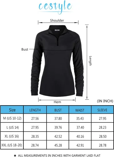 Vista 5 de Cestyle Camiseta ligera de manga larga UPF 50+ con cremallera de 14 para mujer