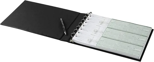Vista 6 de Inkline Executive - Carpeta de 7 anillos, piel sintética de alta calidad, capacidad de 500 cheques, para hojas de 9 x 13 pulgadas, con organizador