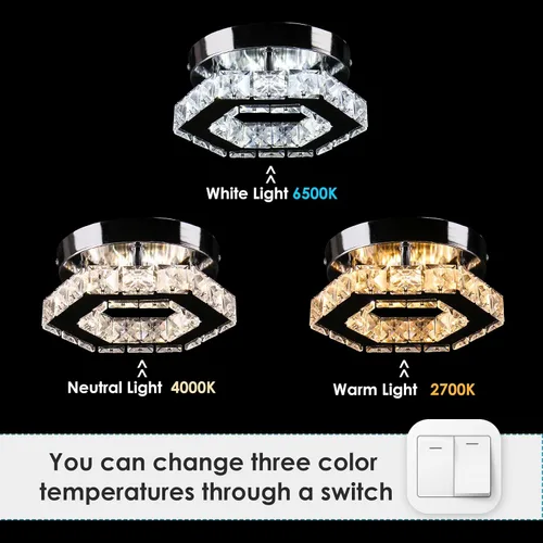 Vista 5 de Mini candelabro LED de cristal, iluminación empotrada, lámpara de techo moderna de cristal para pasillo, bar, escalera, cocina, dormitorio