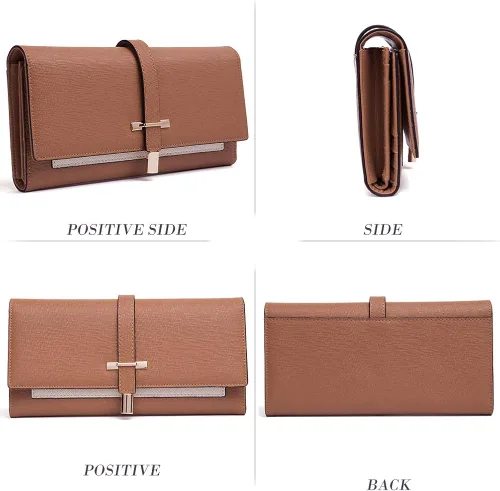 Vista 6 de CLUCI Cartera de cuero para mujer, diseño delgado, triple, tarjetero para tarjetas de crédito, Classic