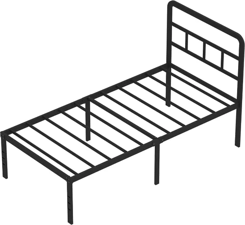 Vista 9 de DiaOutro - Marcos de cama individual con cabecera de 18 pulgadas, plataforma metálica, base de colchón de listones de acero resistente, no requiere