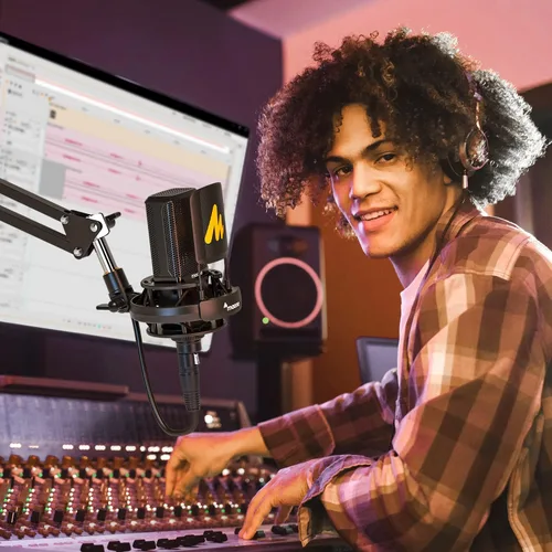 Vista 8 de MAONO Micrófono condensador XLR, micrófono de grabación profesional de estudio cardioide para transmisión, podcasting, canto, voz en off, voz
