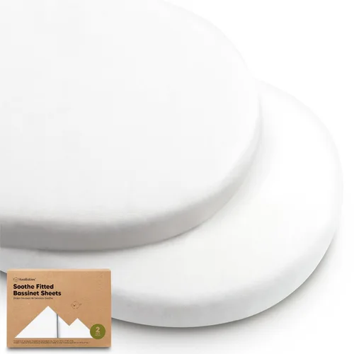 Vista 21 de Paquete de 2 sábanas orgánicas para cuna para niños, niñas, sábana bajera (lino azul) 100% Cotton Bassinet Mattress Sheets, Compatible with Halo