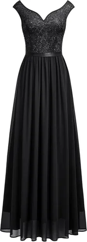 Vista 5 de Miusol Vestido largo formal de fiesta de noche con cuello en V profundo para mujer