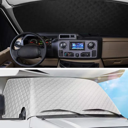 Vista 6 de Cubierta de parabrisas para caravana compatible con Ford Class C 1997-2022 RV cubierta de ventana delantera RV RV autocaravana, cubierta