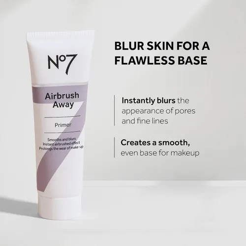 Vista 2 de No7 Airbrush Away Primer Facial - Prebase de Maquillaje Hidratante con Ácido Hialurónico - Ayuda a Suavizar la Apariencia de Líneas Finas y Arrugas
