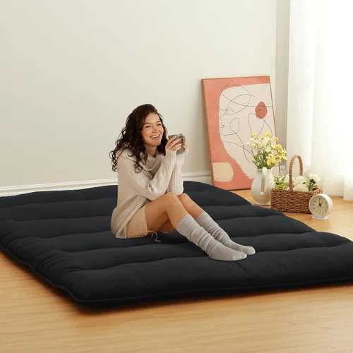 Vista 11 de ROYGROW Colchón de futón japonés para niños, colchón de futón japonés tamaño individual, tapete para dormir, tapete de tatami, almohadilla