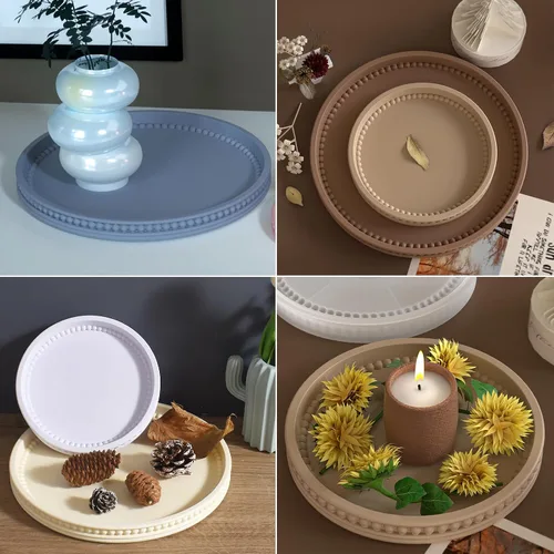 Vista 7 de Wehous Molde redondo grande para bandeja de cuentas, bandeja de servir de 10.6 pulgadas, moldes de silicona para resina epoxi, contenedor de Ronda