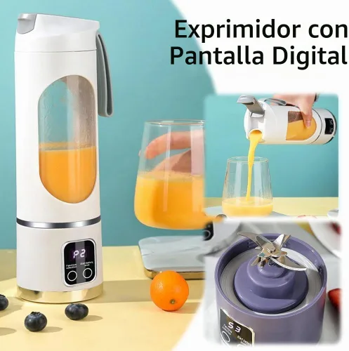 Vista 2 de Portable Blenders Bottles for Shakes and Smoothies, USB Rechargeable 1500mah Battery 3 Speed Cooking Machine with Display, 450ML Electric Juicer Cup