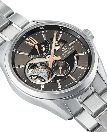 Vista 2 de ORIENT Reloj automático analógico para hombre con correa de acero inoxidable RE-AV0004N00B, Gris, Pulsera