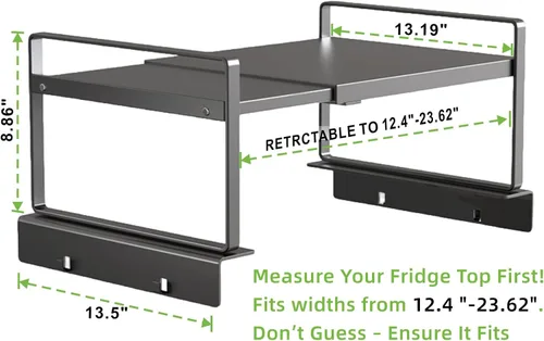 Vista 2 de Estante de almacenamiento ajustable para refrigerador, estante organizador expandible de 12.4 a 23.62 pulgadas, almacenamiento para refrigerador