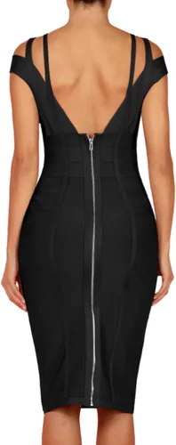 Vista 4 de whoinshop Vestido sexy de rayón con cuello en V para mujer, para discoteca