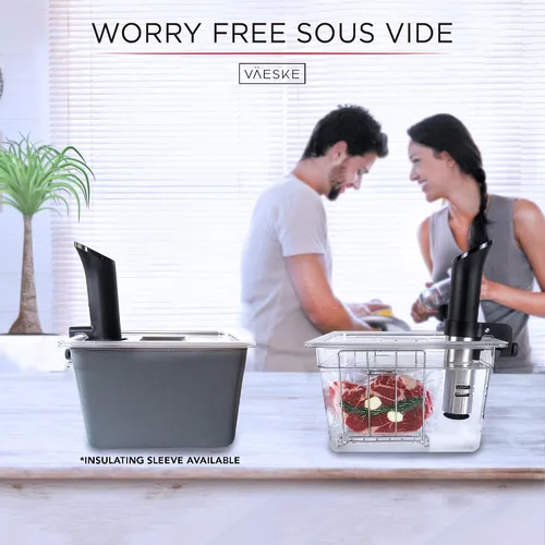 Vista 6 de Väeske Recipiente Sous Vide con tapa, se adapta a la mayoría de cocinas Sous Vide, accesorios Sous Vide (12 cuartos de galón, estante)
