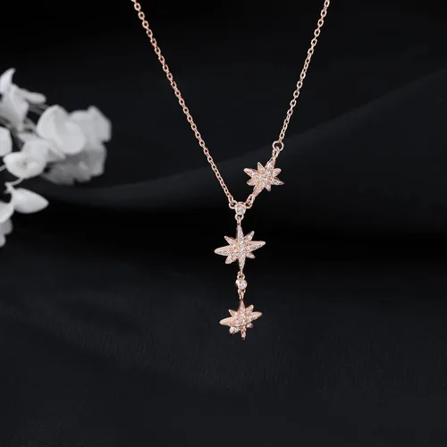 Vista 4 de SLUYNZ Collar con dije de estrella y circonita cúbica para mujeres y adolescentes de plata de ley 925