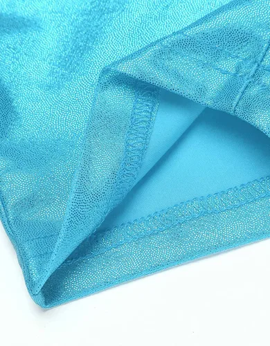 Vista 4 de SEAUR - Pantalones cortos para niñas para danza, metálicos y brillantes, pantalones cortos de ballet ajustados para gimnasia atlética, pantalones