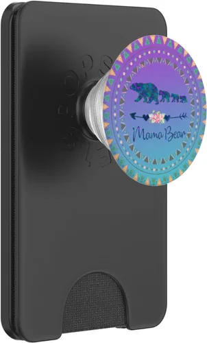 Vista 8 de PopSockets PopSockets Swappable PopGrip - Mamá Bear de 3 cachorros para bebés en azul y morado