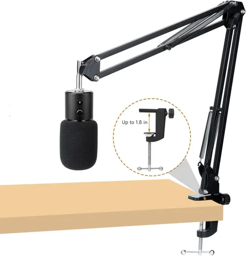 Vista 2 de Para Razer Seiren X Boom Arm, soporte de micrófono resistente con cubierta de espuma y adaptador, brazo de micrófono compatible con Blue Yeti