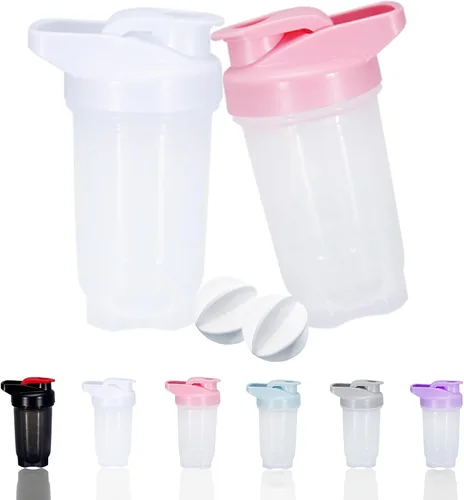 Vista 7 de Shaker Bottle Protein Shakes Cup y botella agitadora de 10 onzas/10.1 fl oz con bolas batidoras, juego de botellas de proteínas, plástico sin BPA