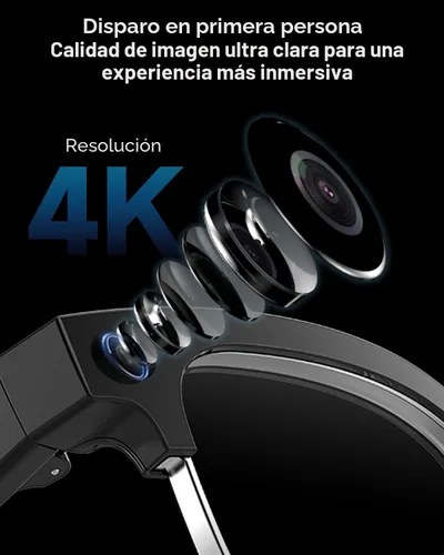 Vista 2 de Lentes AI con cámara, 4K con audio, Bluetooth AI con GPT de chat para hombres, más de 160 idiomas, grabación de video de 8 MP, lentes inteligentes
