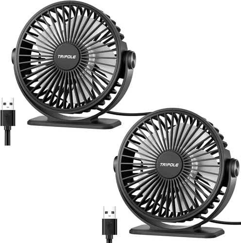 Vista 8 de TriPole Ventilador de Escritorio USB Pequeño Ventilador Personal Portátil, 3 Velocidades Ajustables Brisa Fuerte Mini Ventilador Eléctrico, Rotación