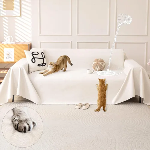 Vista 11 de OstepDecor Funda de Sofá de Chenilla, Fundas de Sofá Beige Lavables, Fundas de Sofá Seccional para Sofá en Forma de L, Funda Manta de Sofá, Fundas