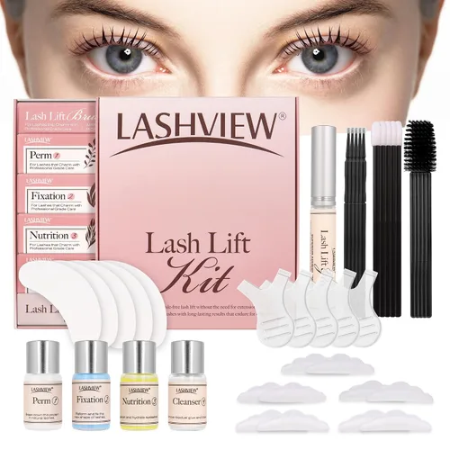 Vista 14 de LASHVIEW Kit de elevación de pestañas, kit profesional de pestañas permanentes, conjunto líquido, semipermanente, rizado permanente, extensión
