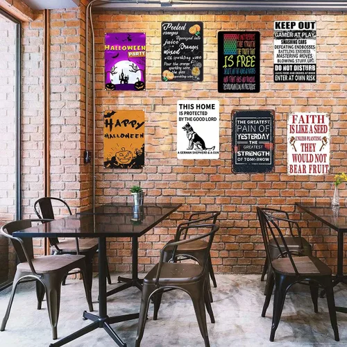 Vista 4 de Cartel de metal con texto en inglés «Fishing Tackle Knowledge», «Bar Cafe Farm», decoración estética de habitación interesante, 12 x 18 pulgadas