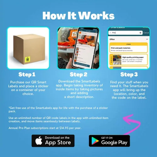 Vista 8 de Smart Labels Paquete de 48 calcomanías de código QR (modernas) fabricadas en Estados Unidos, etiquetas de código QR para almacenamiento