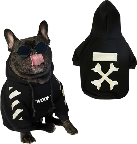 Vista 9 de ChoChoCho Sudadera con capucha y suéter para perros – Elegante ropa urbana de algodón para gatos y cachorros en gris – S, M, L
